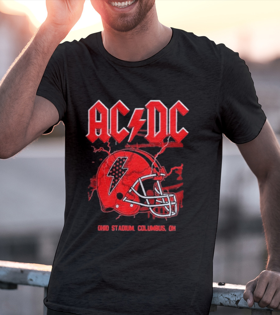 ACDC Pwr Up Tour 2026 Ohio Stadium Columbus Exclusive July 15 Lightning Bolt Helmet T-Shirt