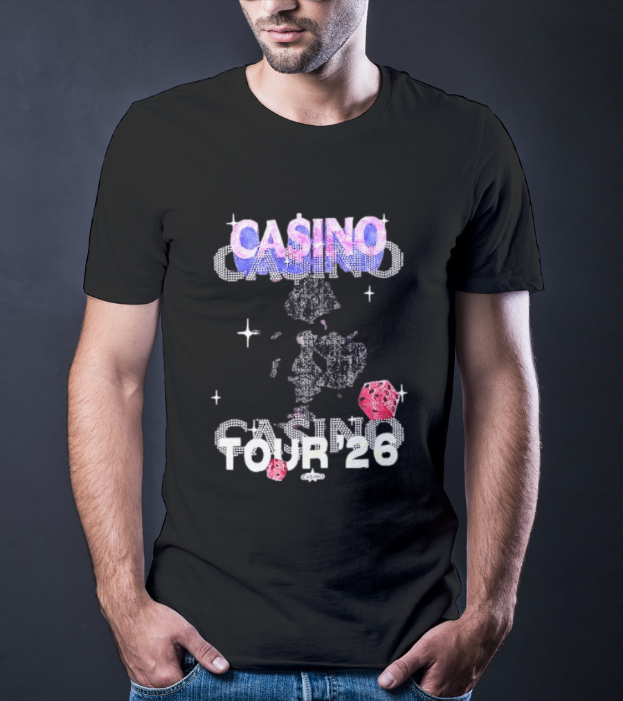 Casino Tour '26 Dice Gambling Las Vegas Sparkle Dice Stars T-Shirt