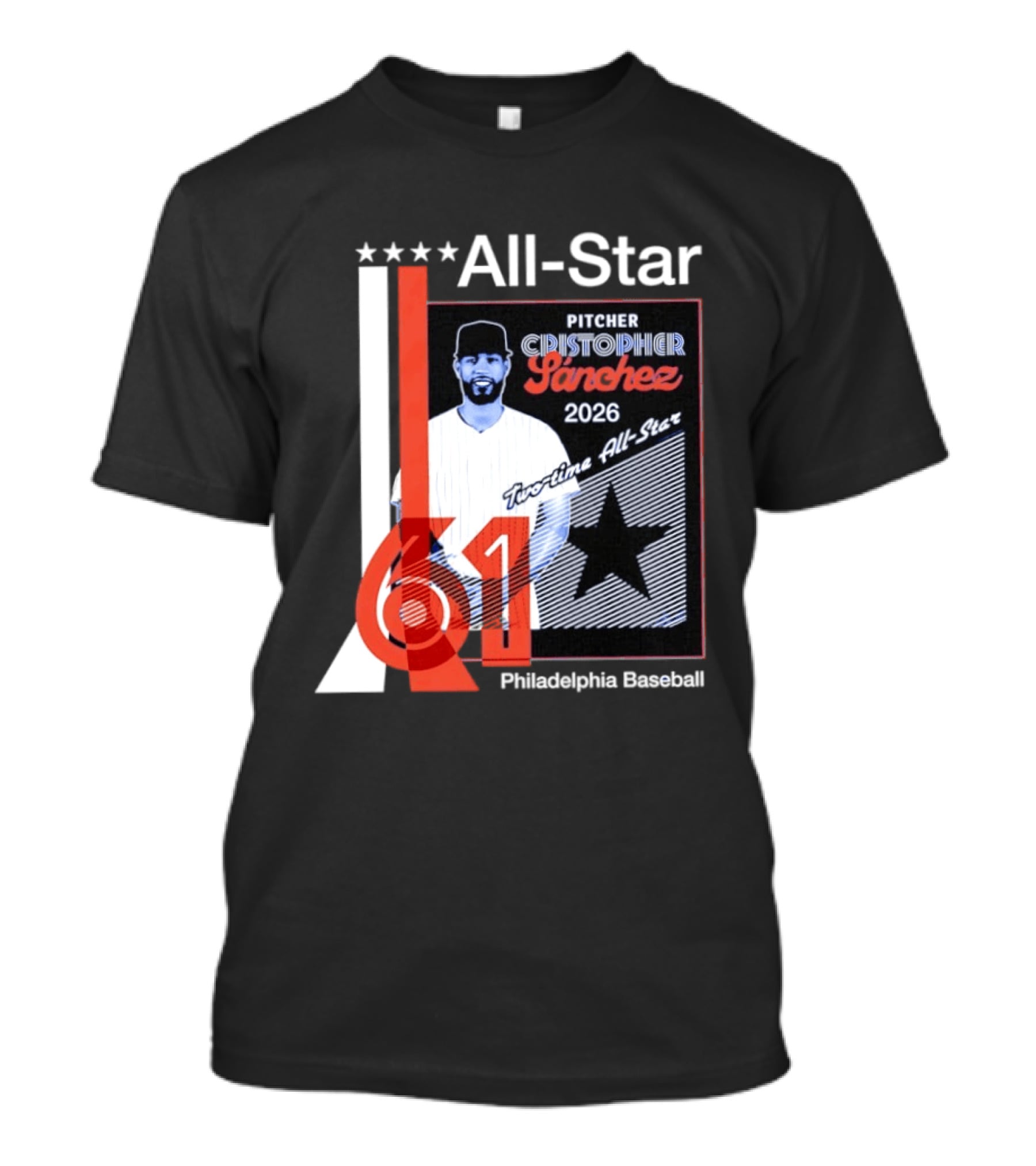 Cristopher Sanchez 61 Philadelphia Phillies Pitcher 2026 Two Time MLB All Star T-Shirt