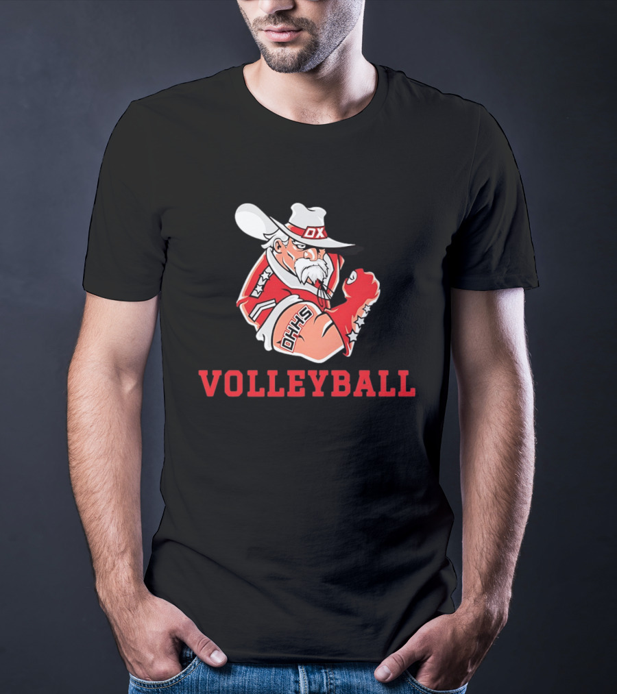 DHHS Volleyball Ox Mascot With Cowboy Hat And Gloves T-Shirt