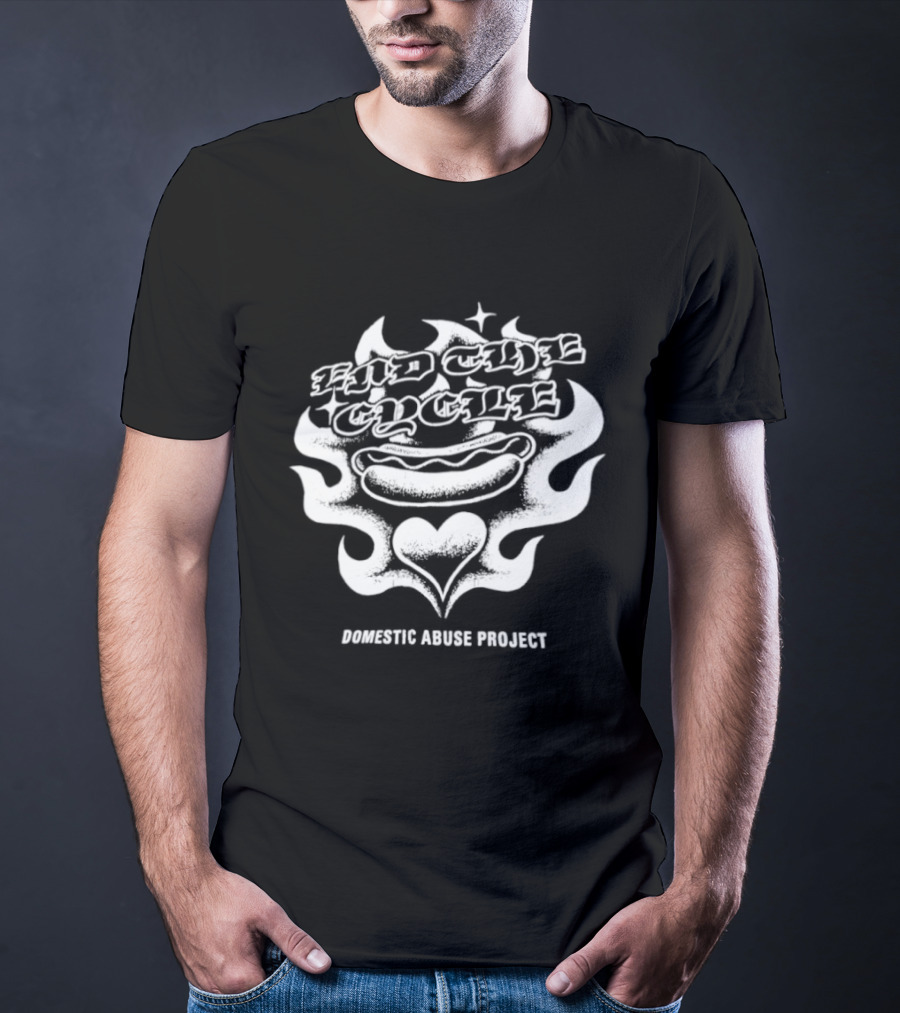 End The Cycle Hot Dog Heart Domestic Abuse Project T-Shirt