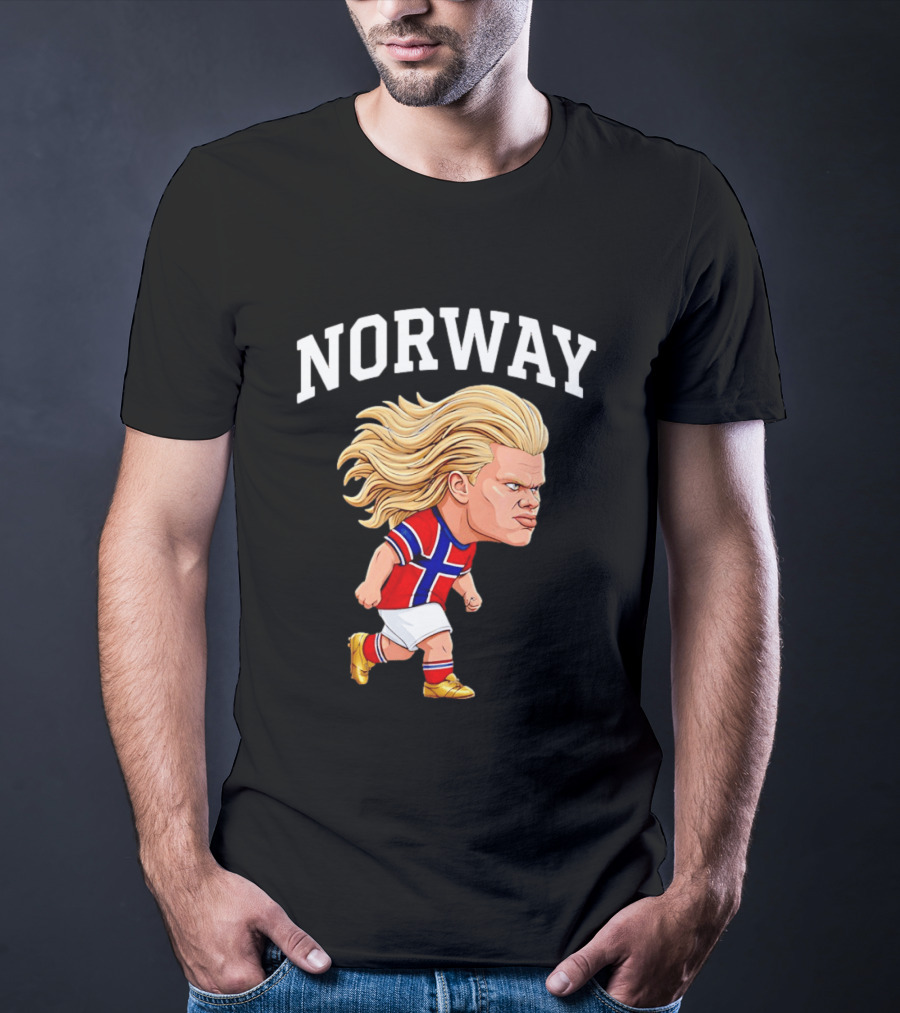 Erling Haaland Norway Football Player Caricature Nordic Soccer Star T-Shirt