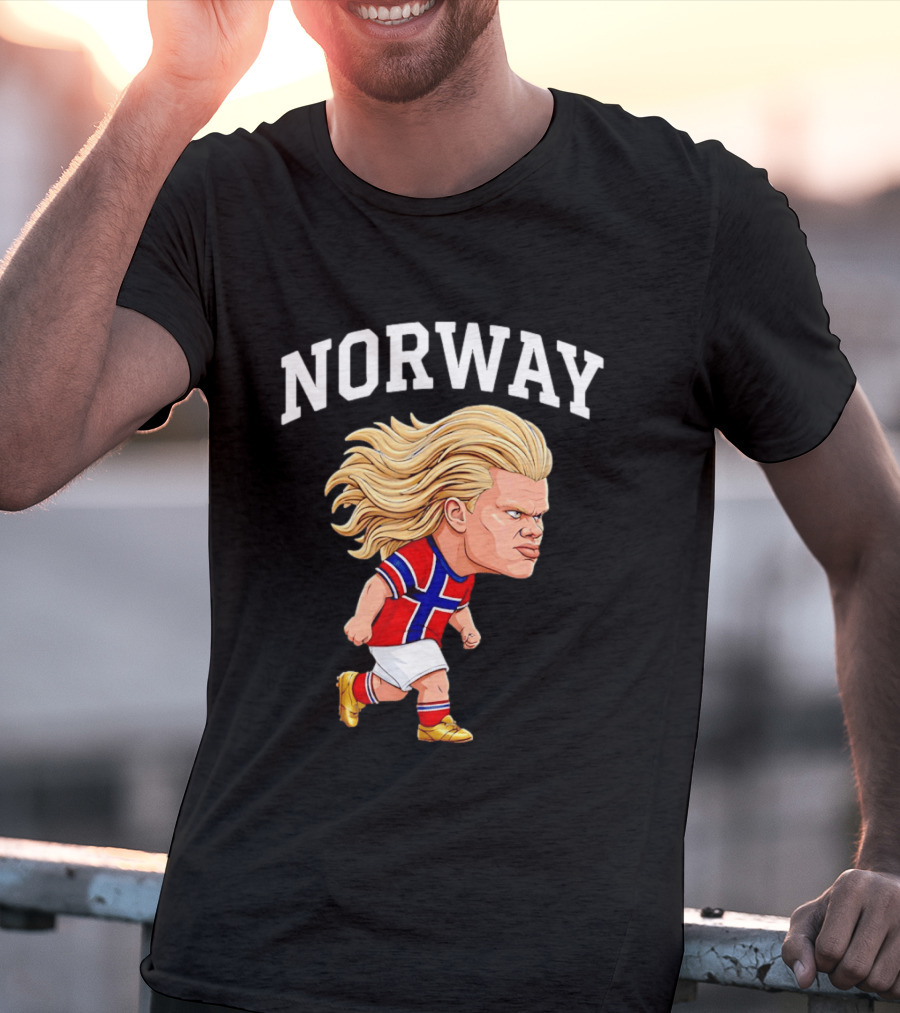 Erling Haaland Norway Football Player Caricature Nordic Soccer Star T-Shirt