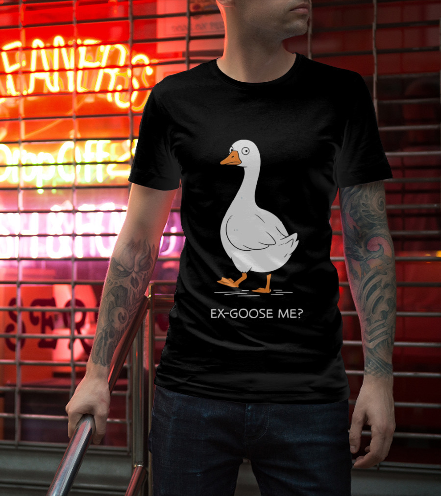 Ex Goose Me Goose Pun Cartoon Walking Goose T-Shirt