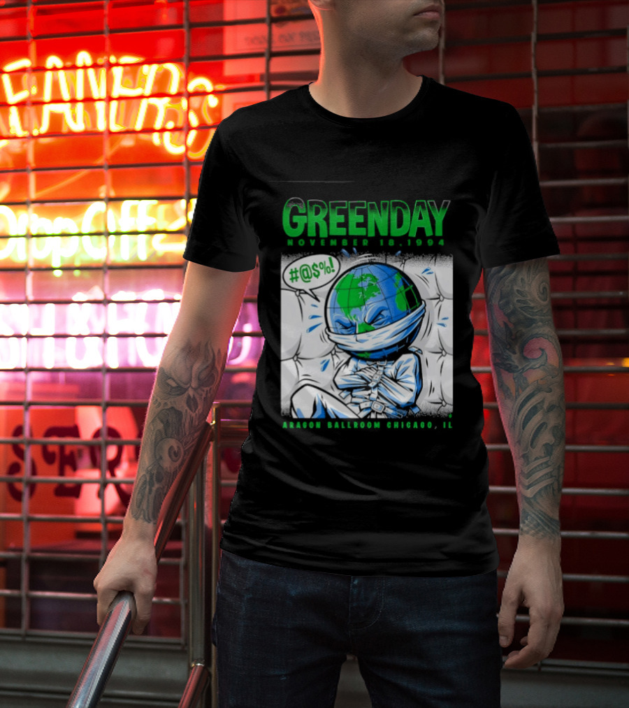 Greenday November 18 1994 Aragon Ballroom Chicago IL Earth T-Shirt