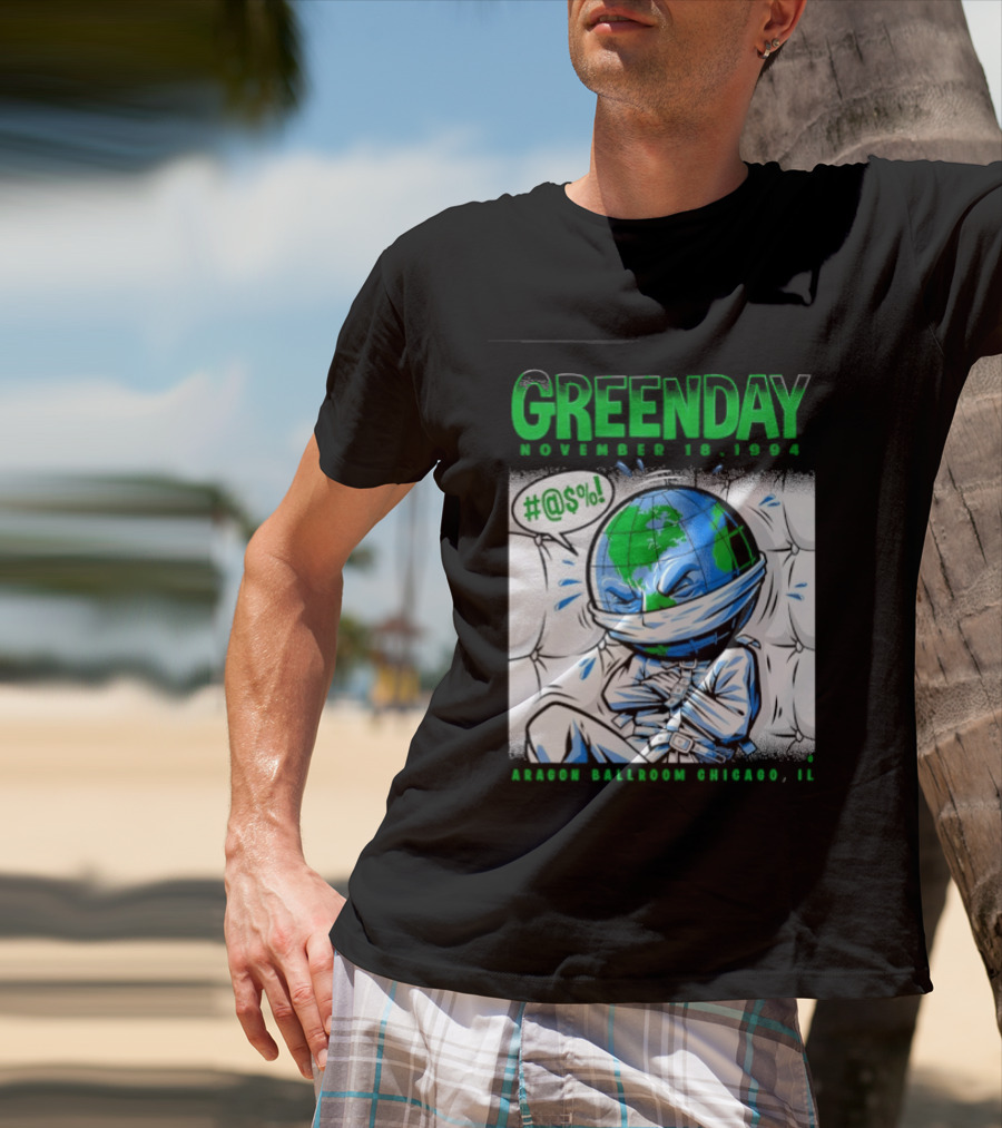 Greenday November 18 1994 Aragon Ballroom Chicago IL Earth T-Shirt