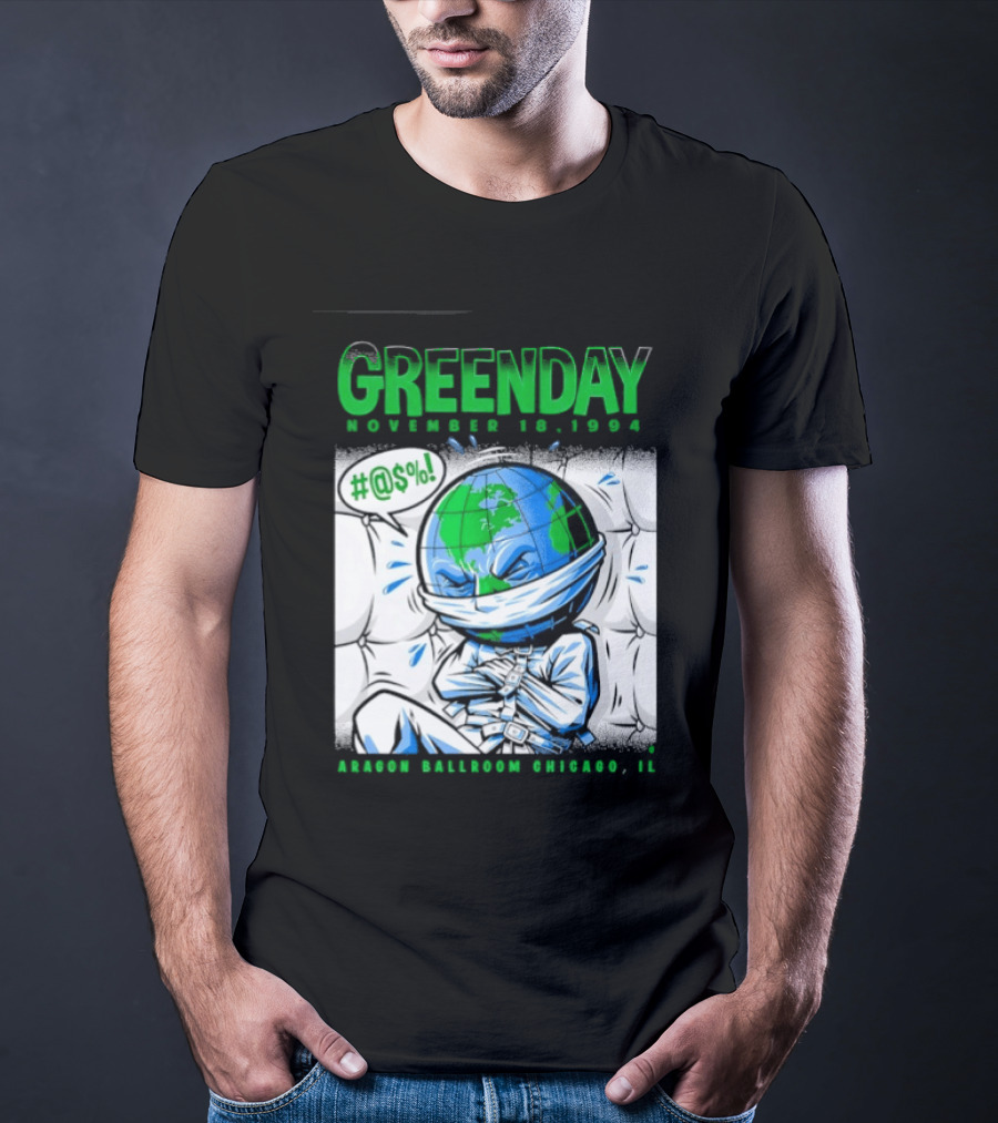 Greenday November 18 1994 Aragon Ballroom Chicago IL Earth T-Shirt