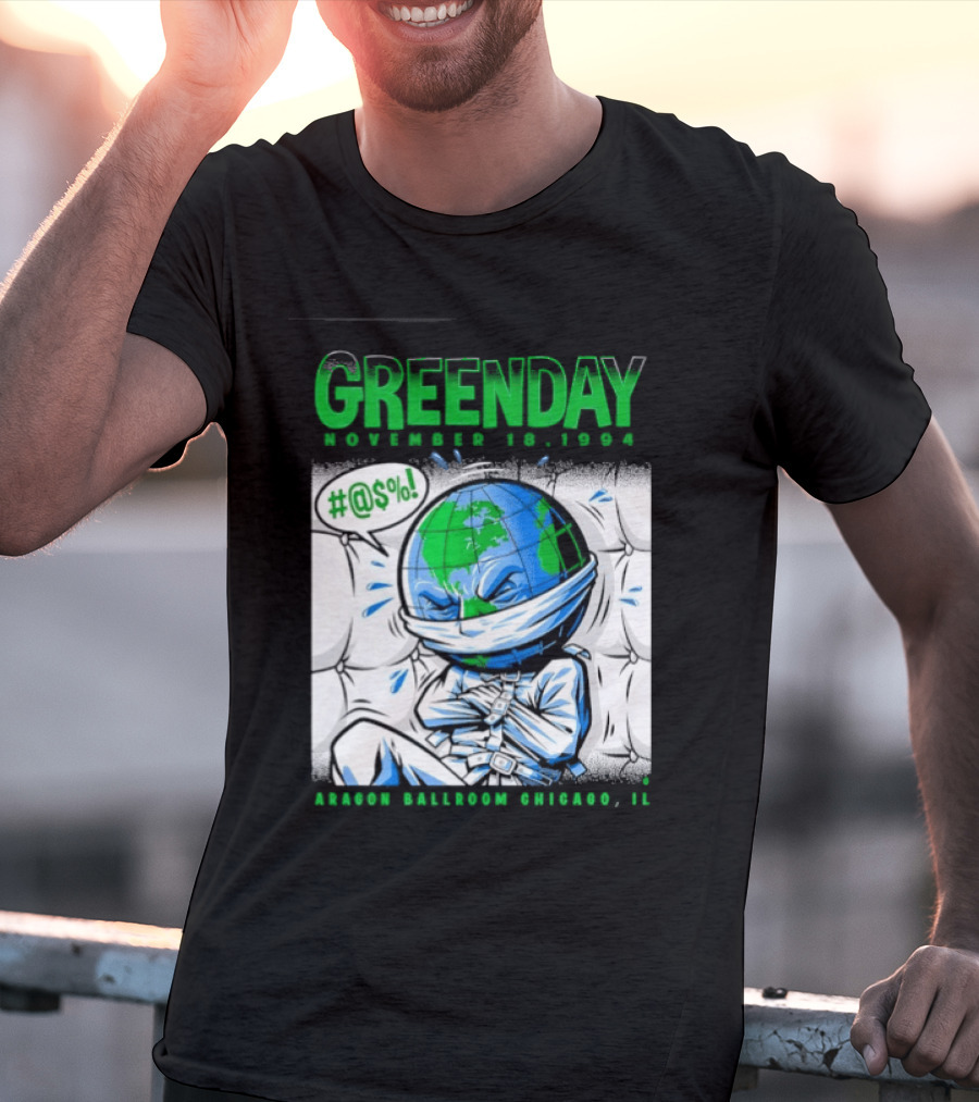 Greenday November 18 1994 Aragon Ballroom Chicago IL Earth T-Shirt