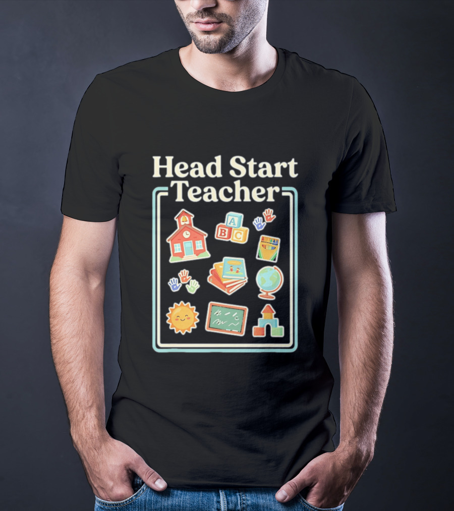 Head Start Teacher ABC Classroom Learning Sun Globe School Building Blocks T-Shirt