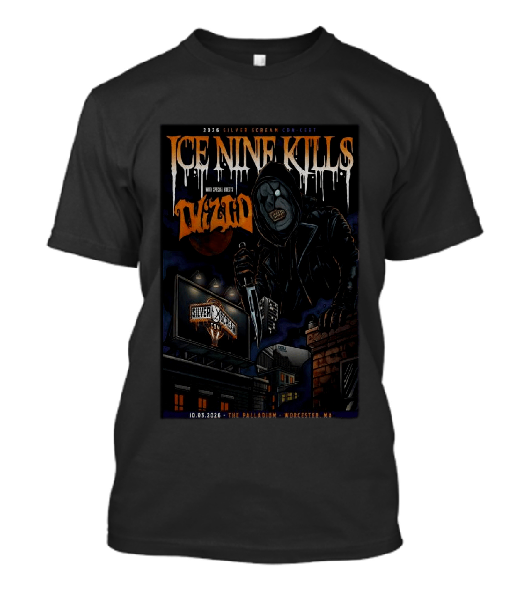 2025 Silver Scream Con Ice Nine Kills With Special Guests Wzrd The Palladium Worcester MA 10.03.2026 T-Shirt