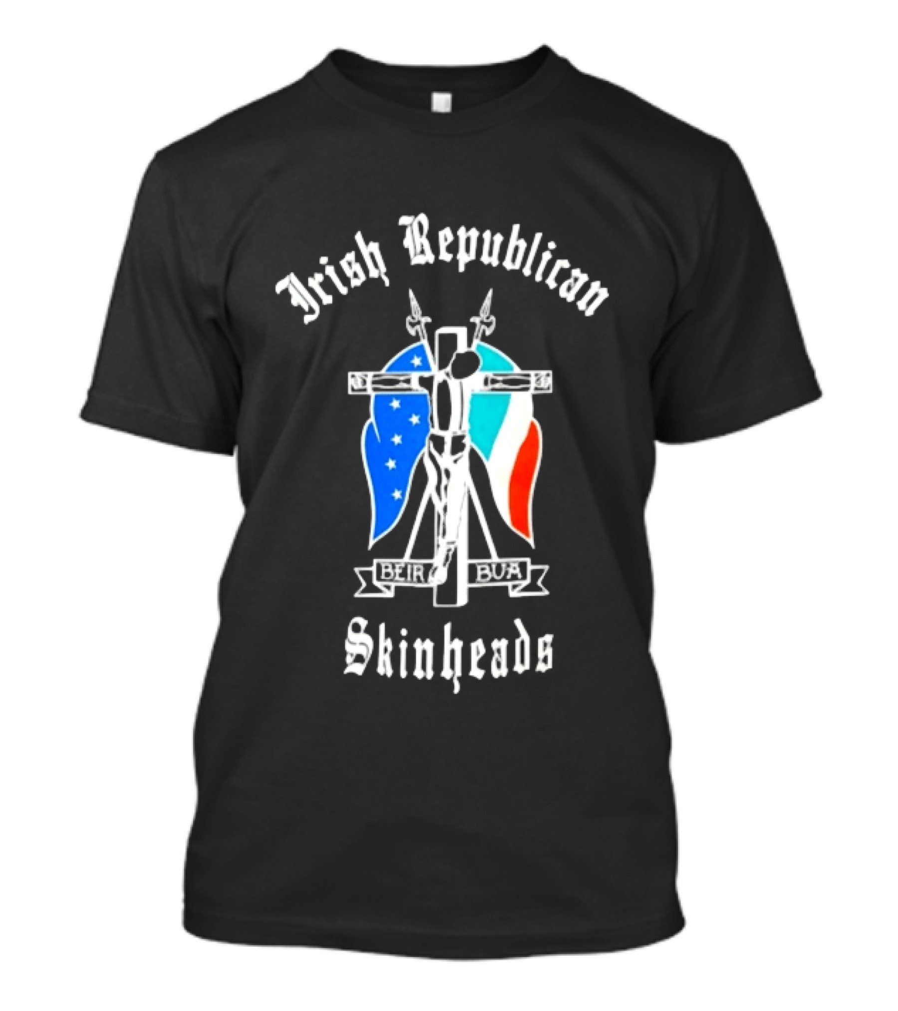 Irish Republican Skinheads Beir Bua Flag Cross T-Shirt