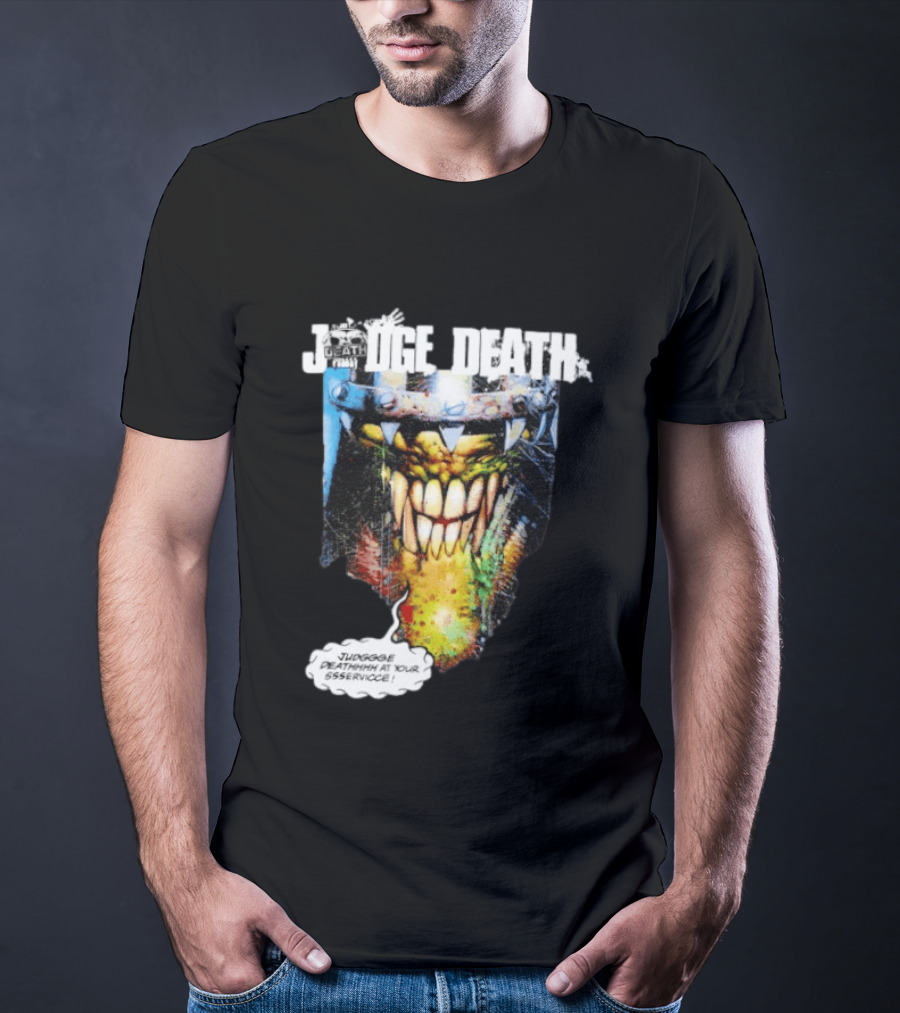 Judge Death 2000 AD Comic Book Character Jugggge Deathhhh At Your Sssservice T-Shirt