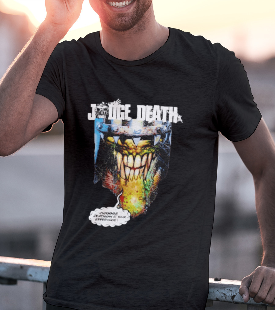 Judge Death 2000 AD Comic Book Character Jugggge Deathhhh At Your Sssservice T-Shirt