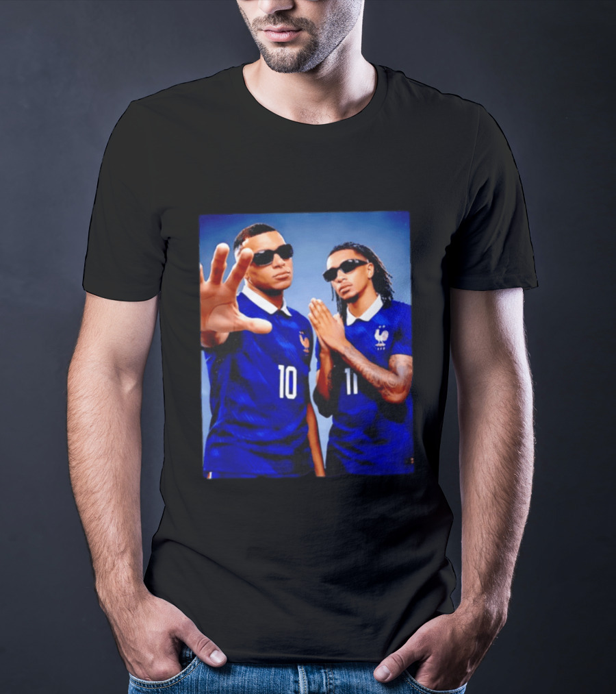 Kylian Mbappe Ousmane Dembele France National Football Team Jersey Blue T-Shirt