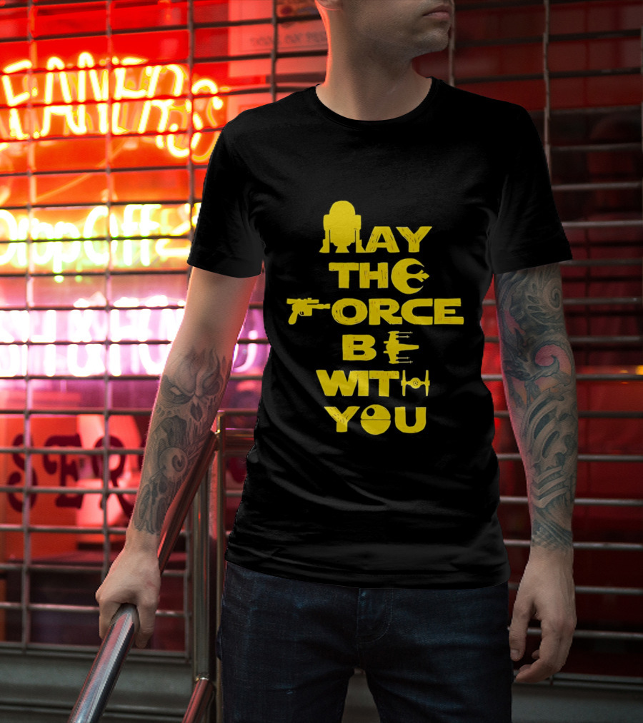 Star Wars May The Force Be With You Droid And Spaceship T-Shirt