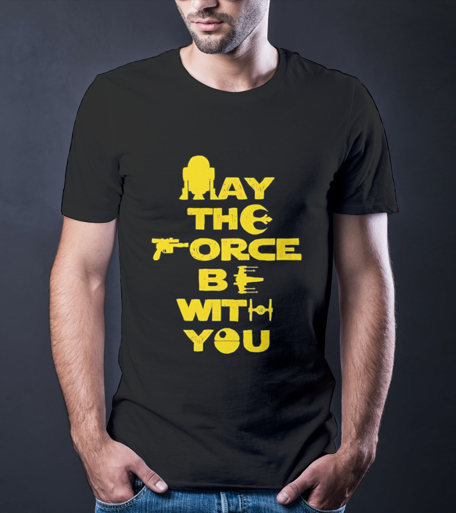 Star Wars May The Force Be With You Droid And Spaceship T-Shirt