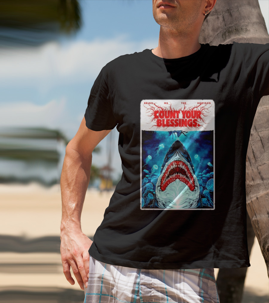 Bring Me The Horizon Count Your Blessings Shark And Jellyfish Ocean Scene T-Shirt