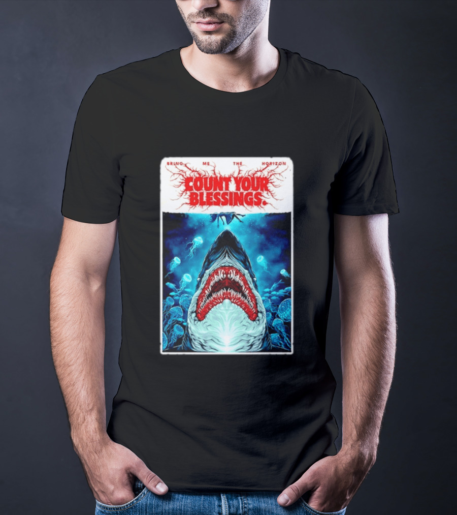 Bring Me The Horizon Count Your Blessings Shark And Jellyfish Ocean Scene T-Shirt