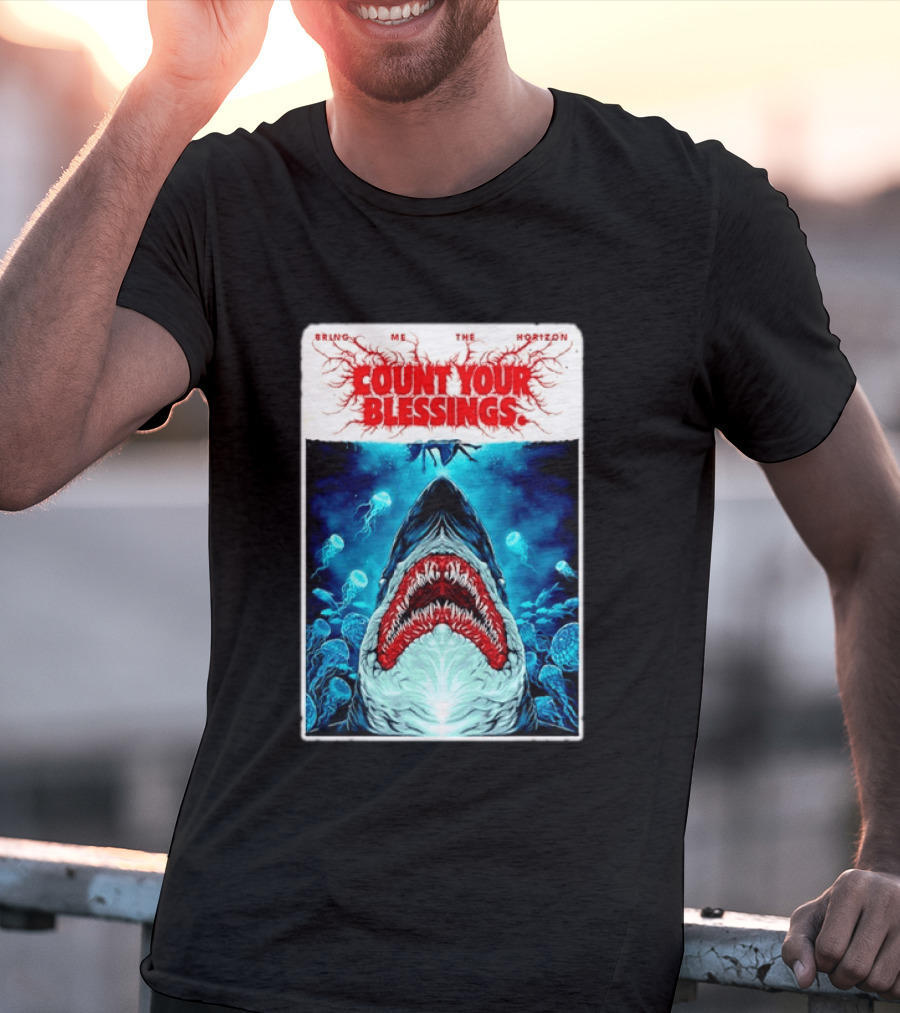 Bring Me The Horizon Count Your Blessings Shark And Jellyfish Ocean Scene T-Shirt
