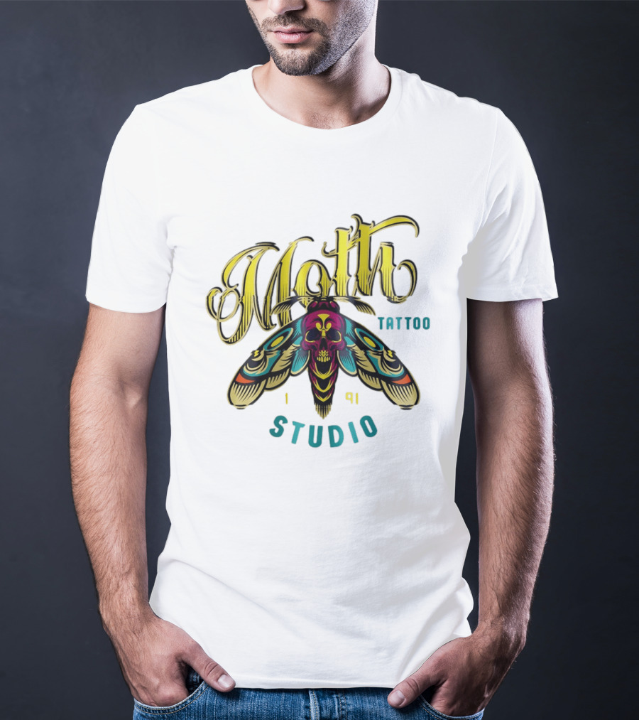 Moth Tattoo Studio 1991 Skull Moth Gothic T-Shirt