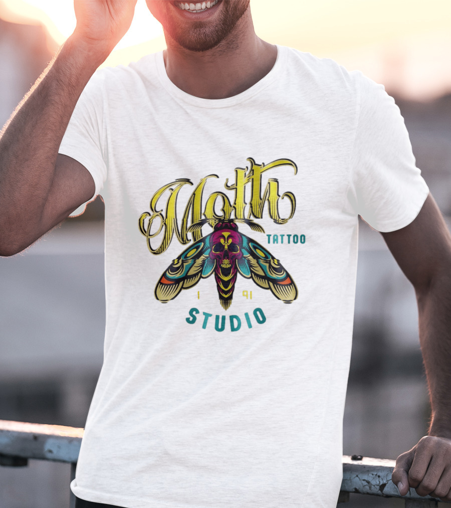 Moth Tattoo Studio 1991 Skull Moth Gothic T-Shirt