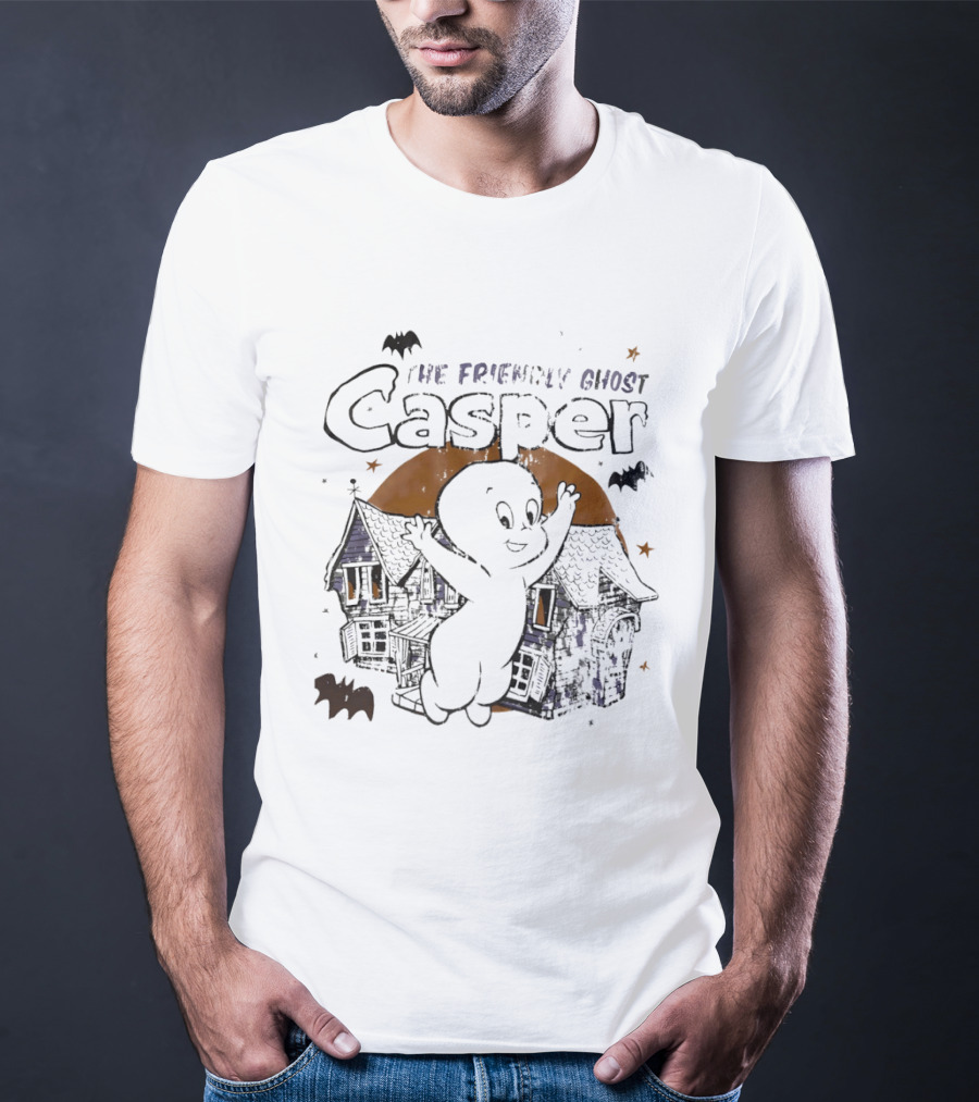Casper The Friendly Ghost Haunted House Halloween Bats T-Shirt