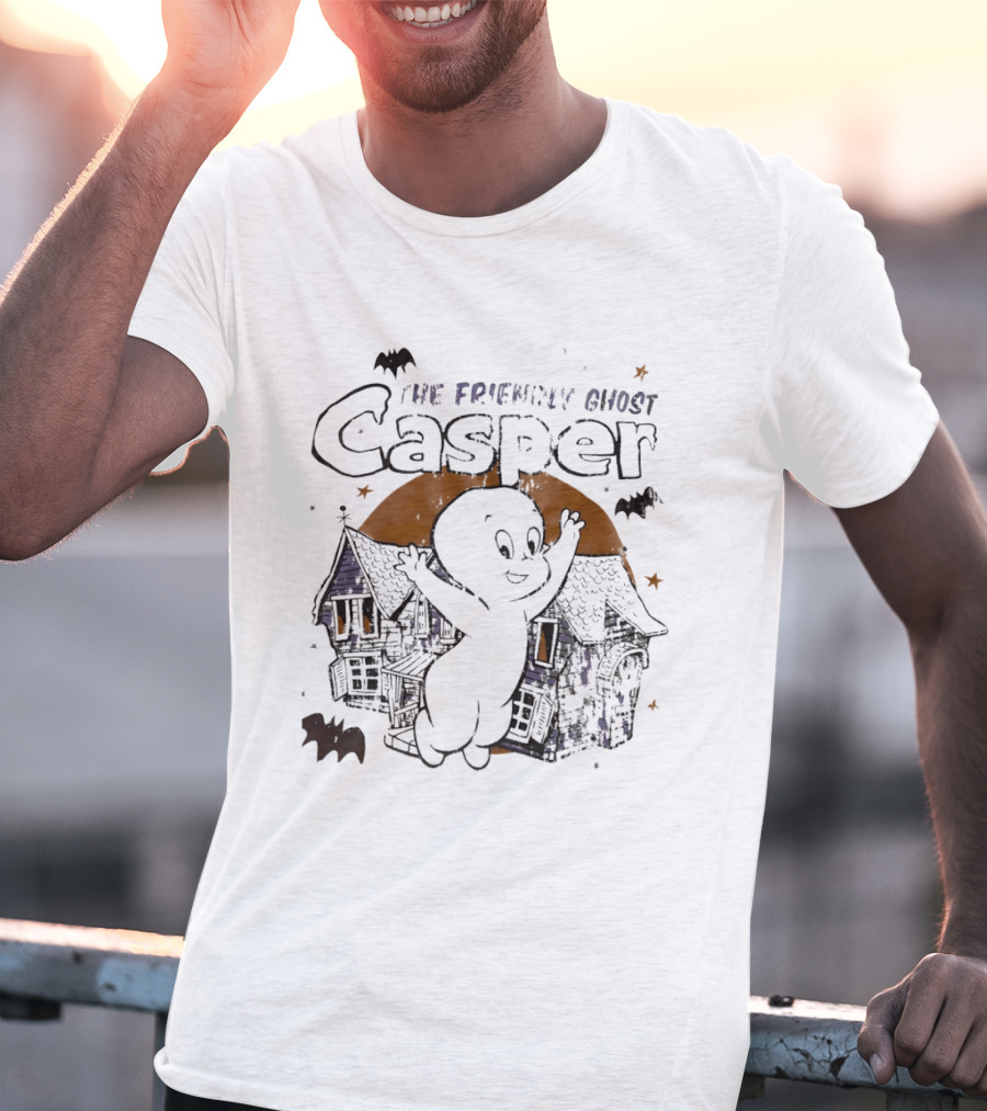 Casper The Friendly Ghost Haunted House Halloween Bats T-Shirt