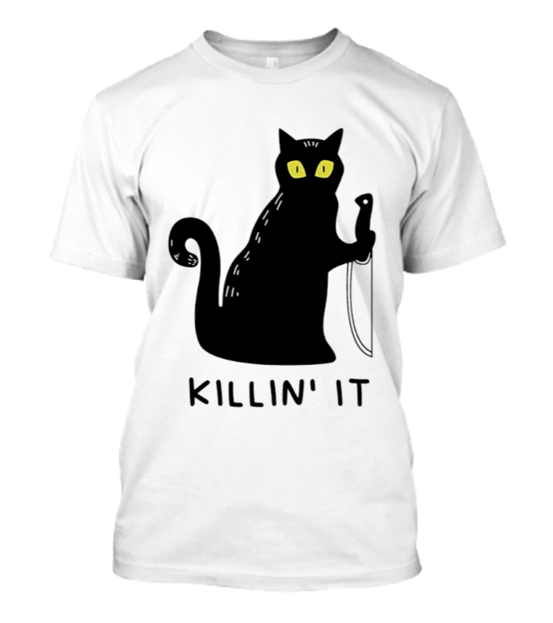 Black Cat Killin' It Halloween Knife T-Shirt