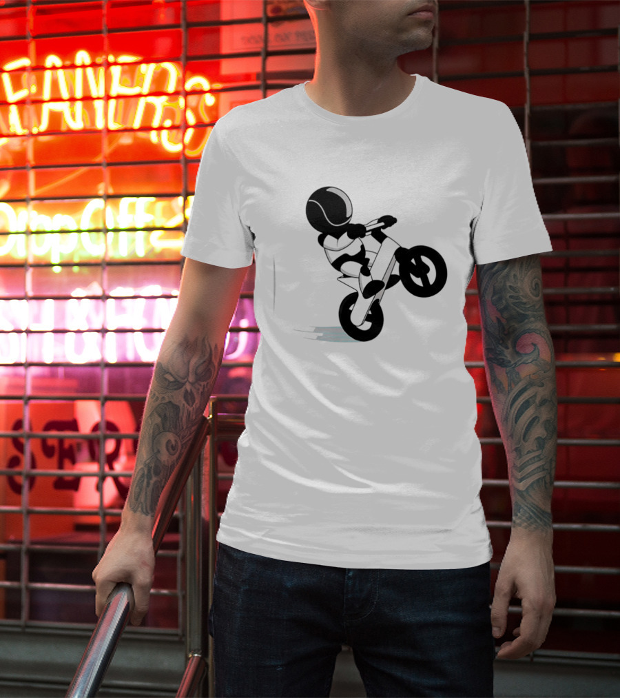 Stick Figure Biker Wheelie Adventure T-Shirt