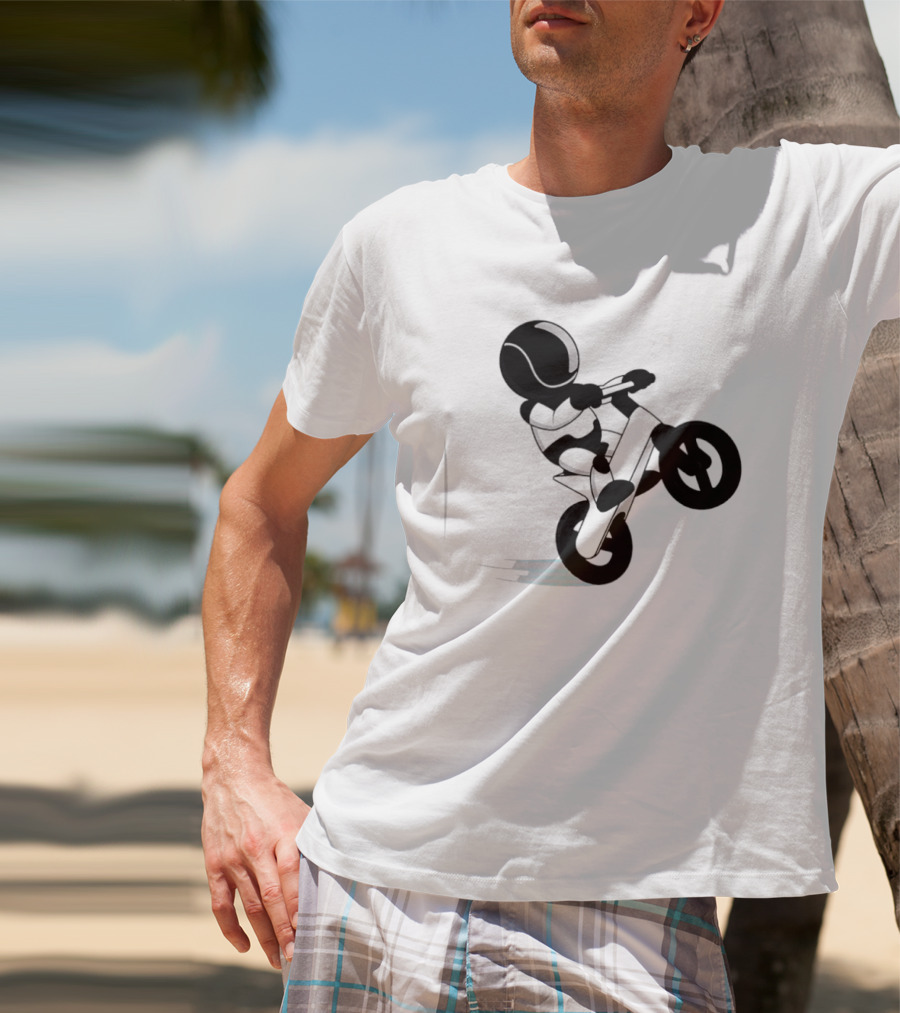 Stick Figure Biker Wheelie Adventure T-Shirt