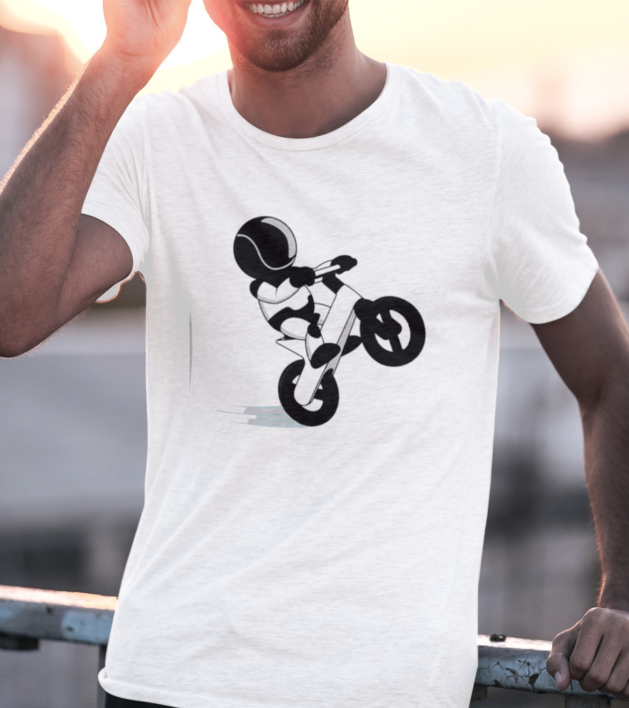 Stick Figure Biker Wheelie Adventure T-Shirt