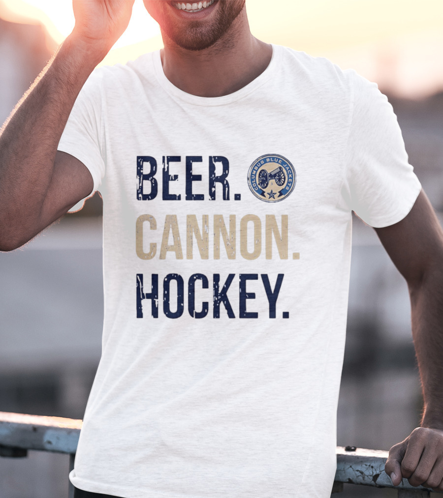 Columbus Blue Jackets Beer Cannon Hockey Team Spirit T-Shirt