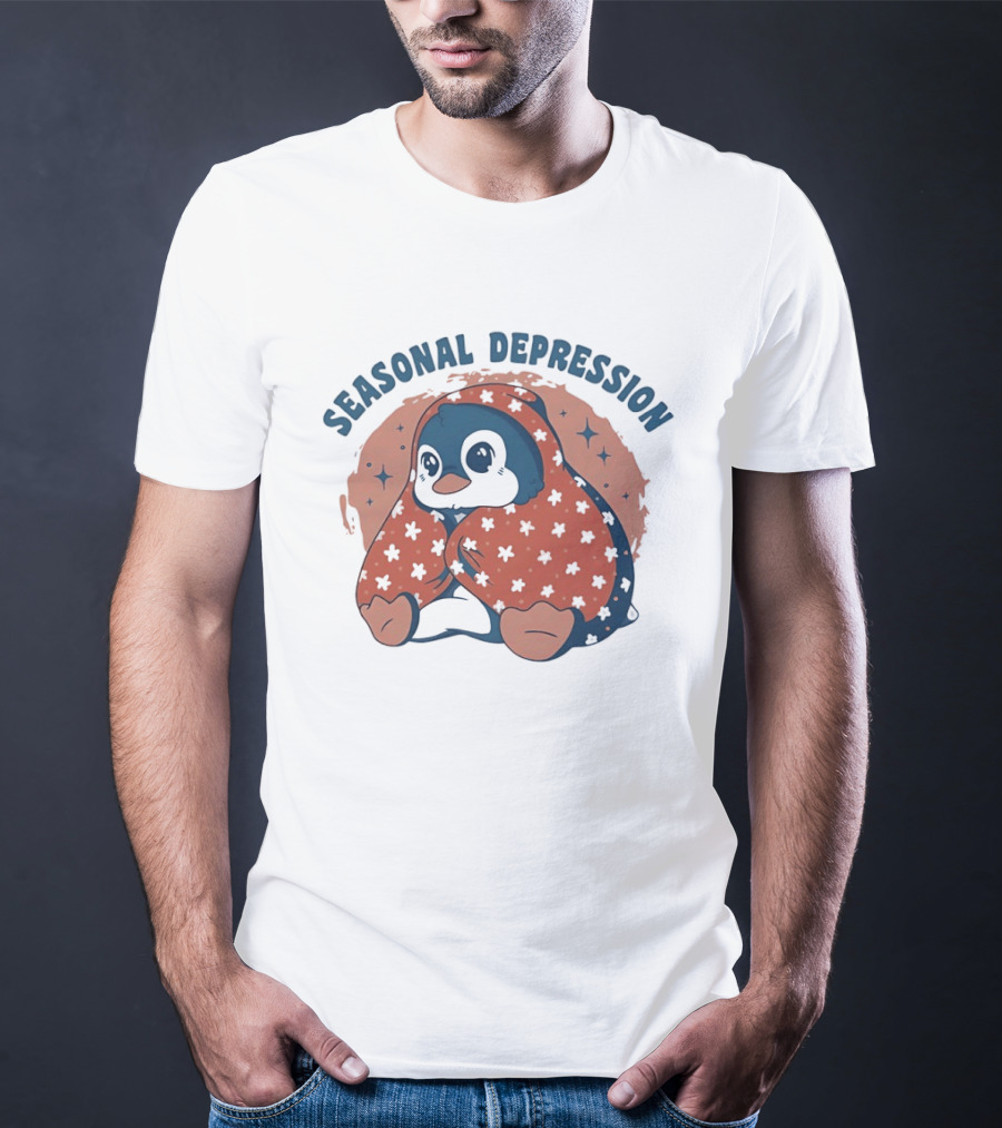 Penguins Seasonal Depression Cute Winter Cozy Starry T-Shirt