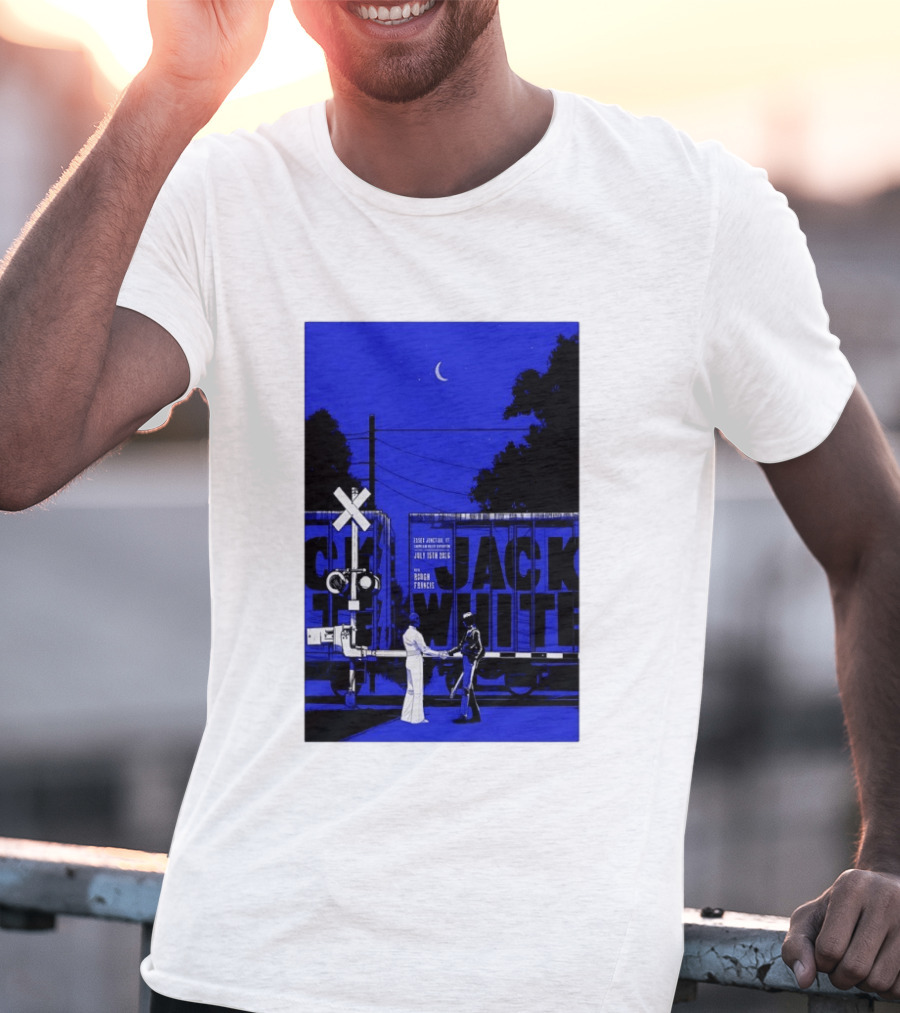 Jack White Rough Francis Essex Junction VT July 15 2026 Train Crossing Night Scene Moon T-Shirt