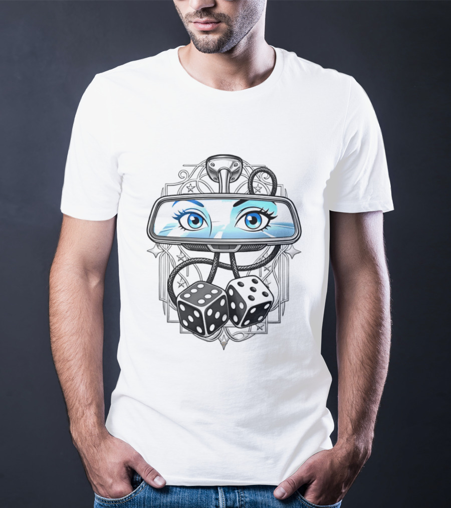 Rearview Mirror Eyes And Hanging Dice Car Accessories T-Shirt