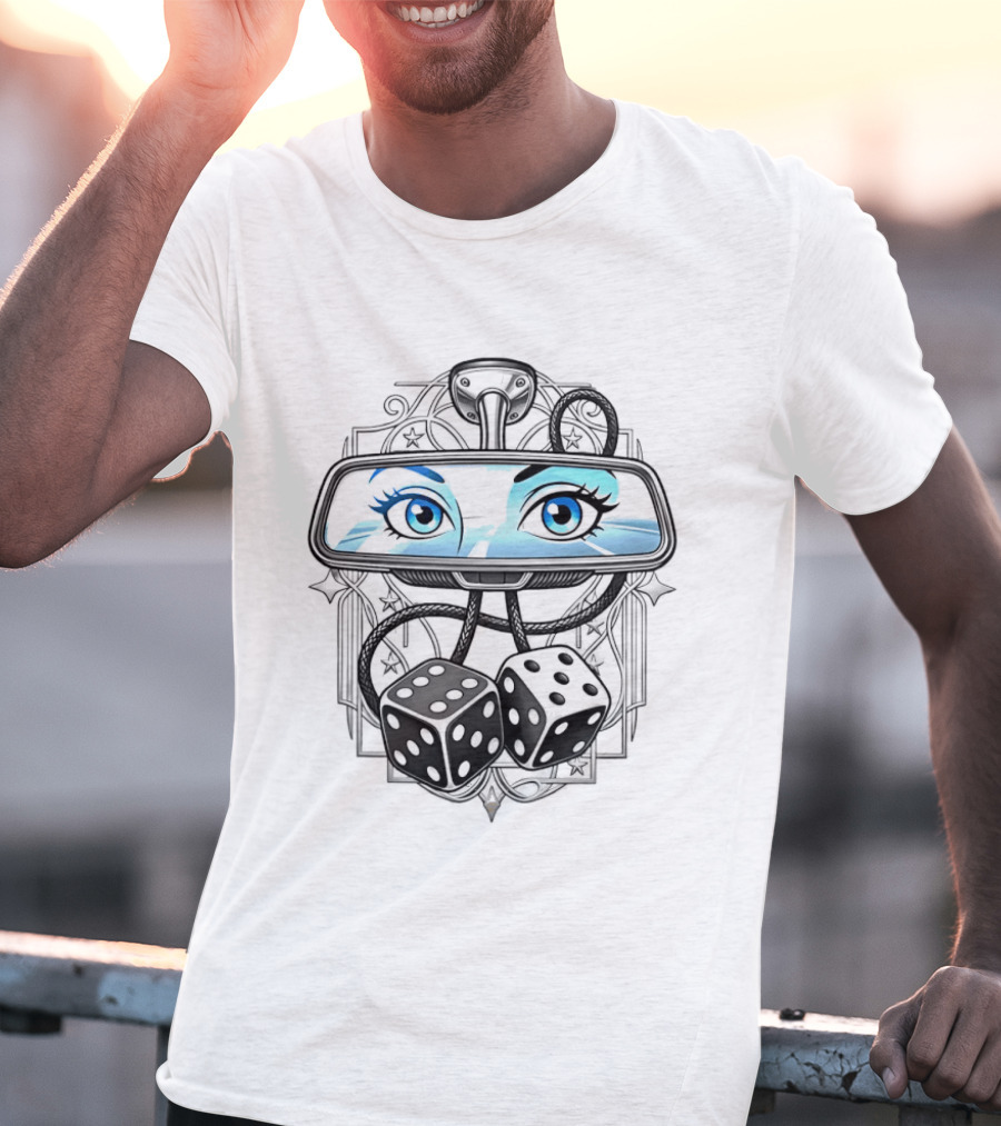 Rearview Mirror Eyes And Hanging Dice Car Accessories T-Shirt