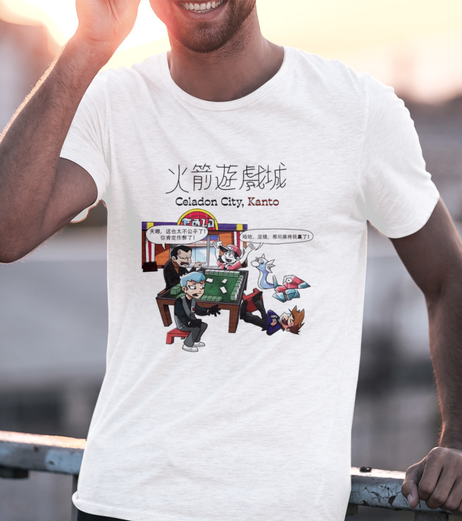 Celadon City Kanto Casino Scene With Iconic Characters T-Shirt