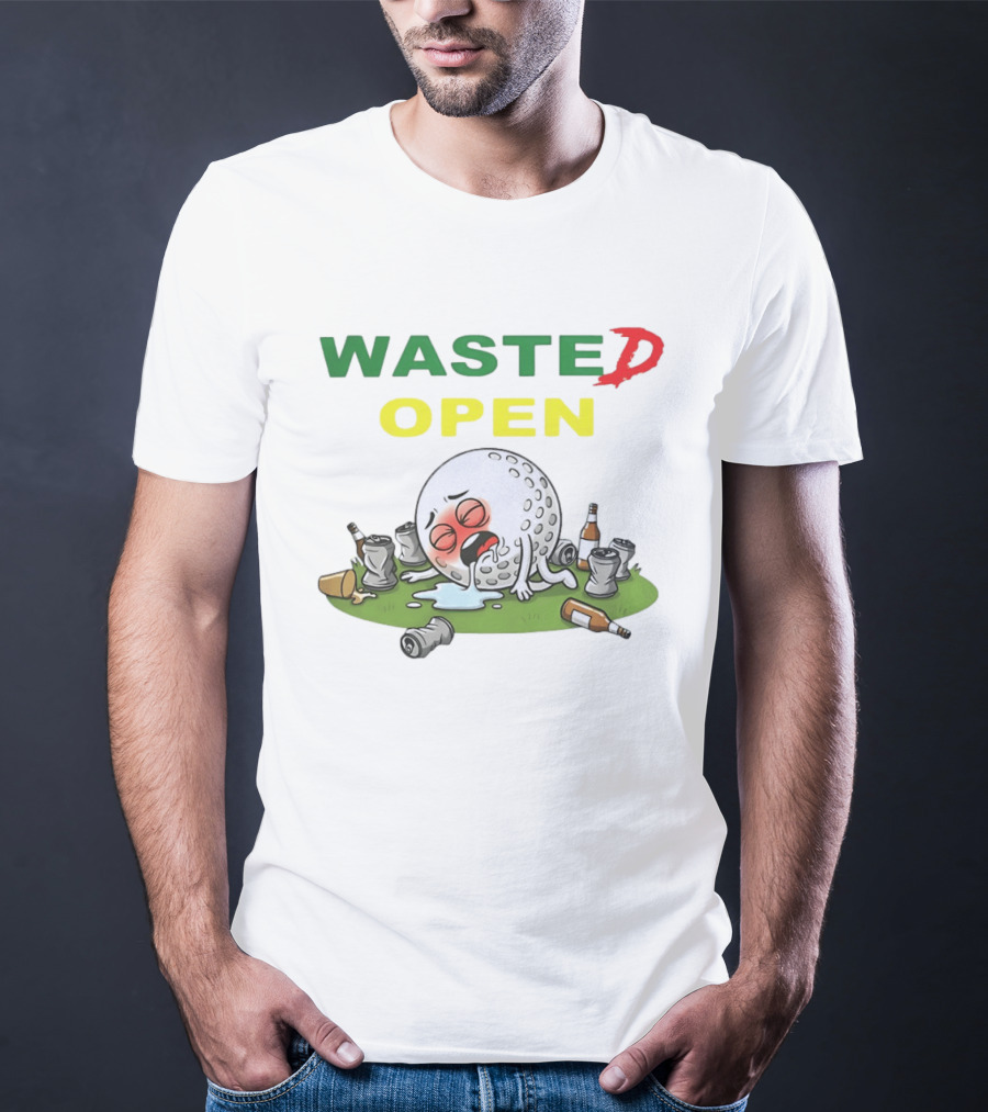 Wasted Open Funny Golf Ball Drinking Party Cans And Bottles T-Shirt