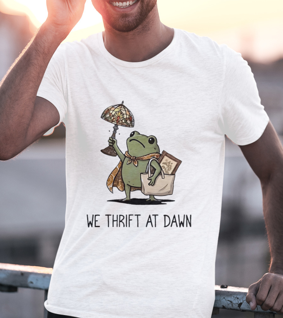 We Thrift At Dawn Frog With Vintage Lamp And T-Shirt