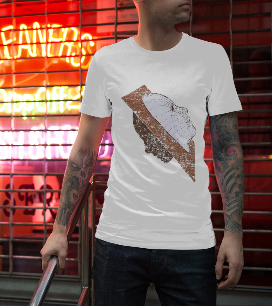 Wireframe Human Profile Collage Abstract Geometric Face T-Shirt