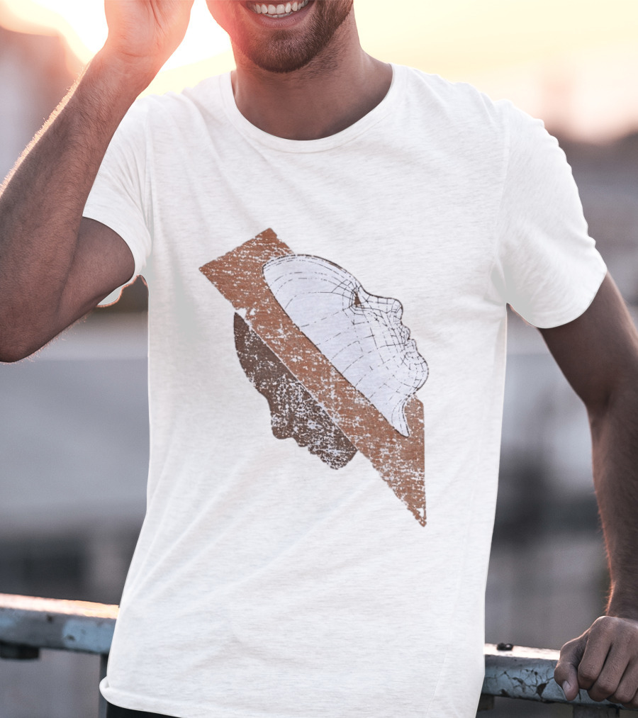 Wireframe Human Profile Collage Abstract Geometric Face T-Shirt