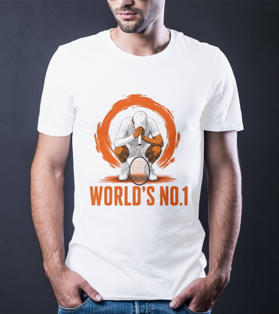 World's No. 1 Tennis Player Kneeling With Racket In Orange Circle T-Shirt