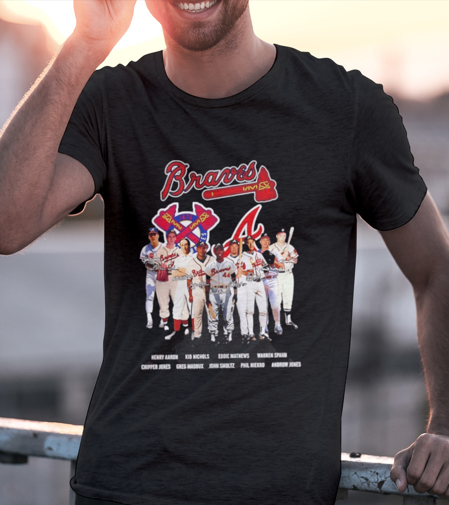 Atlanta Braves Legends Aaron Nichols Mathews Spahn Jones Maddux Smoltz Niekro T-Shirt