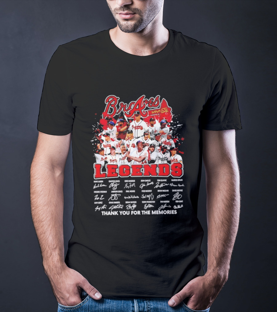 Braves Legends Thank You For The Memories Signatures Collage T-Shirt