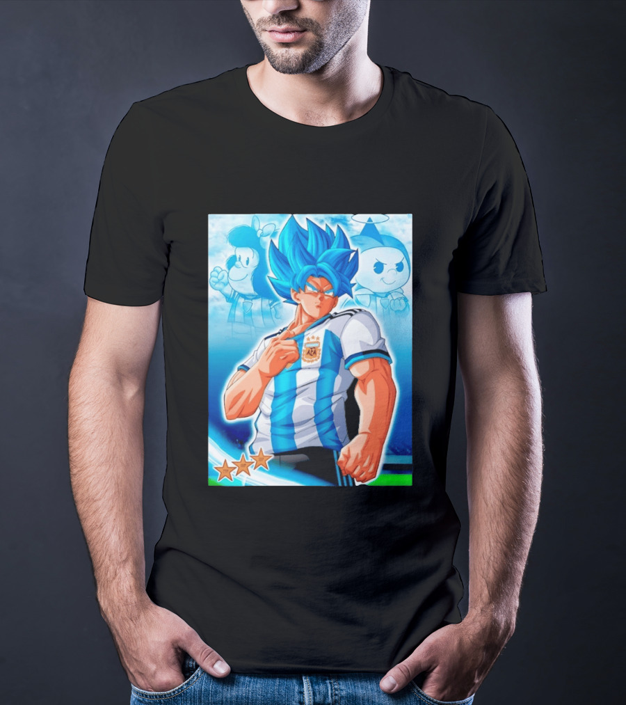Super Saiyan Goku Dragon Ball Argentina AFA Jersey Victory Stars T-Shirt