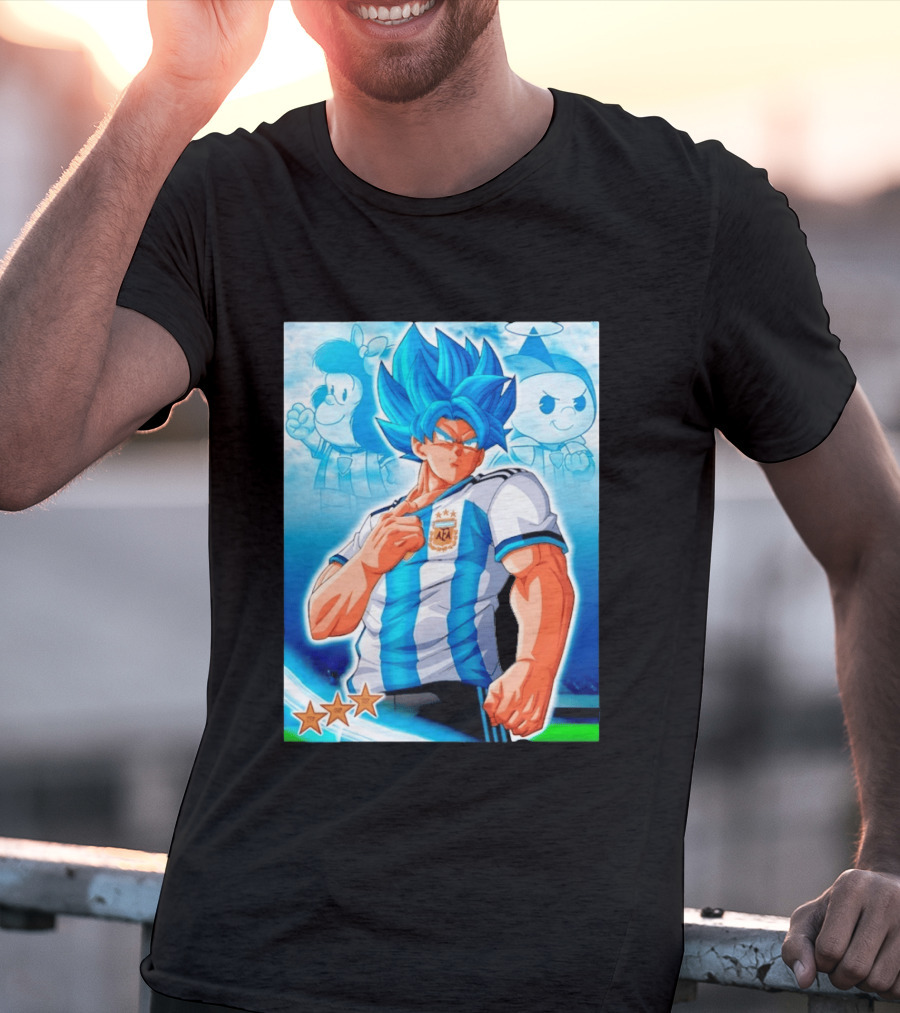 Super Saiyan Goku Dragon Ball Argentina AFA Jersey Victory Stars T-Shirt