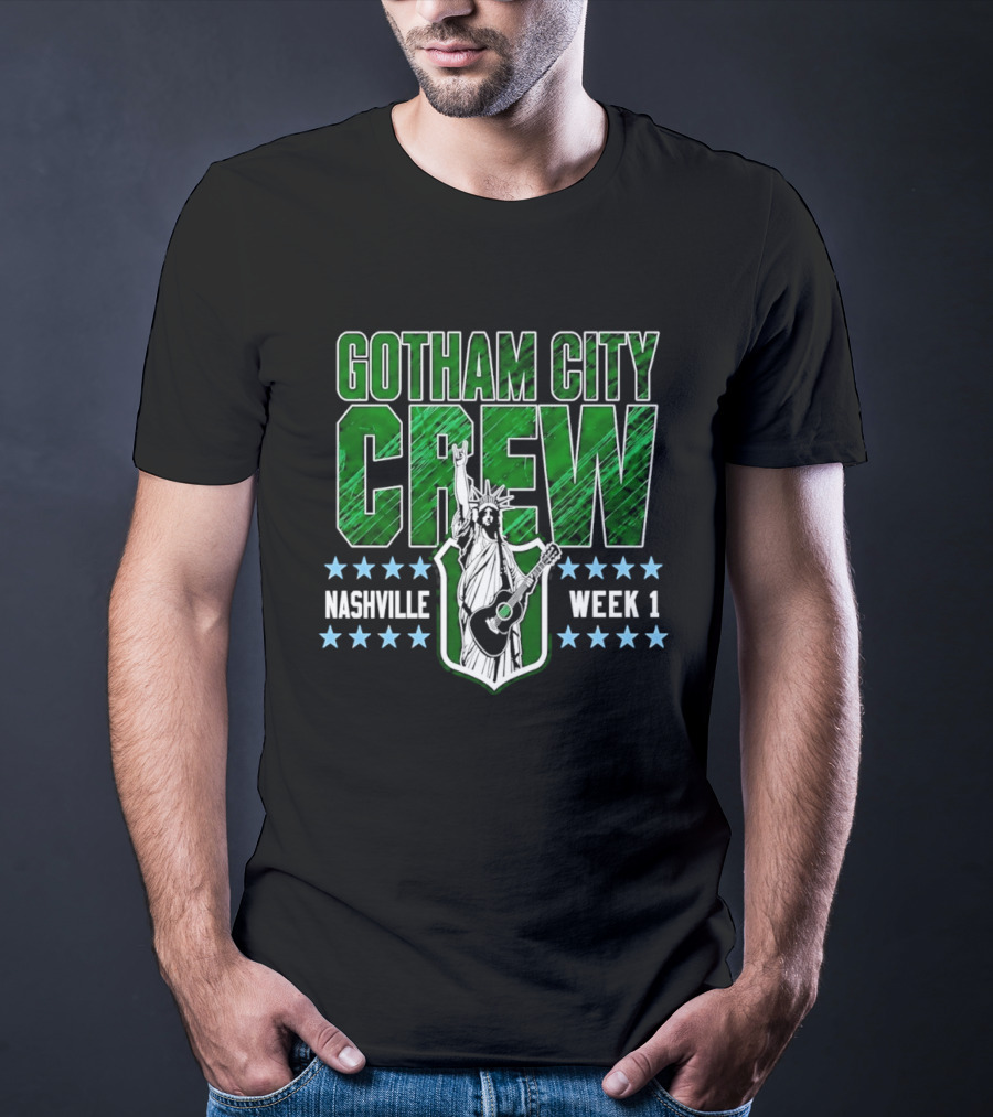 Gotham City Crew Nashville Week 1 Statue Of Liberty Guitar T-Shirt