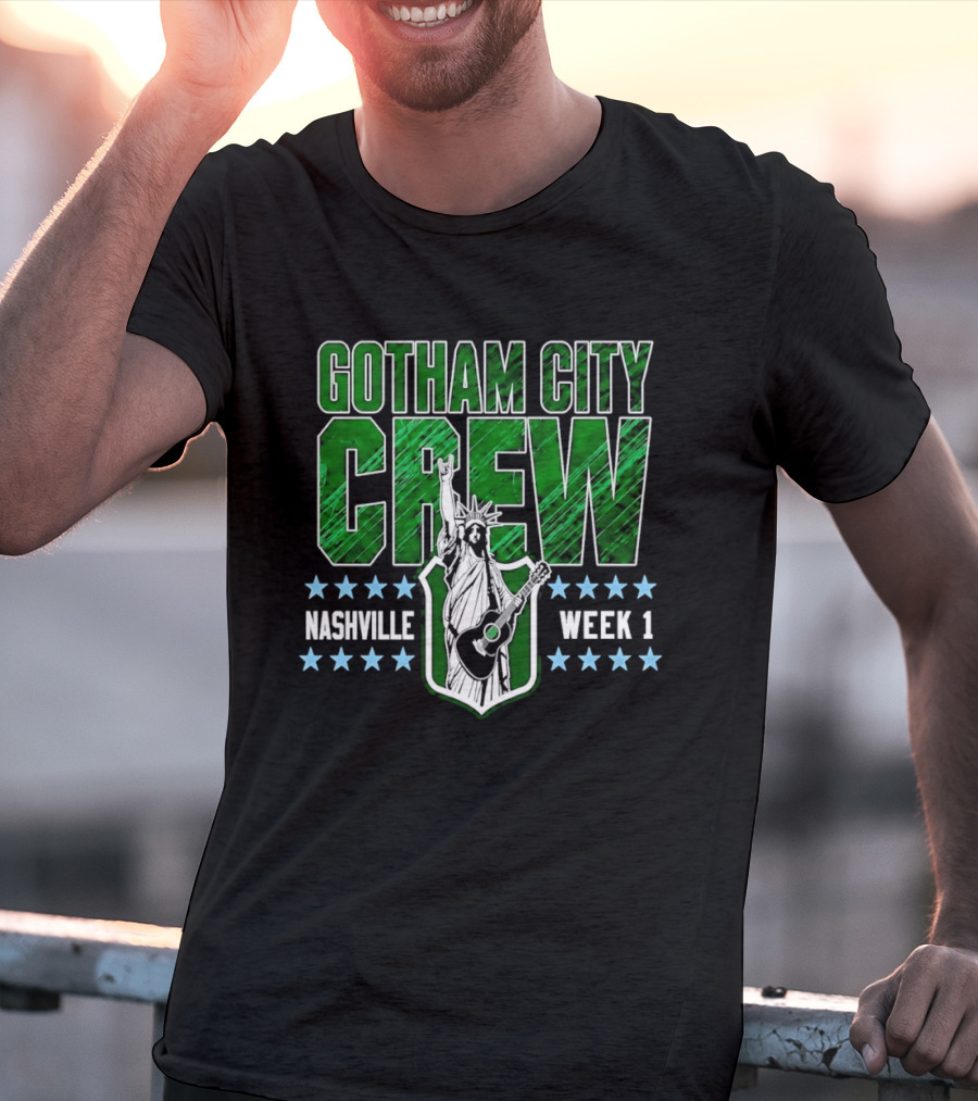 Gotham City Crew Nashville Week 1 Statue Of Liberty Guitar T-Shirt