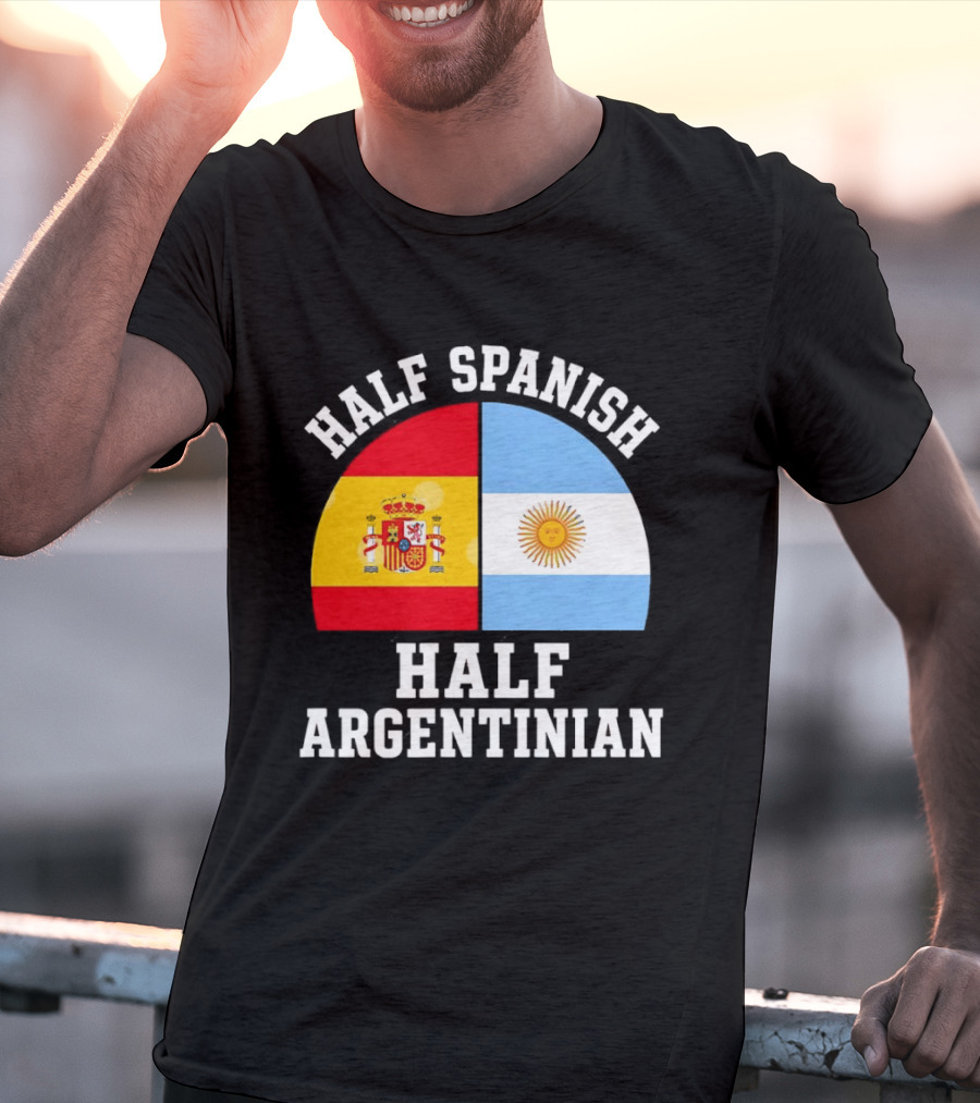 Half Spanish Half Argentinian Flags T-Shirt