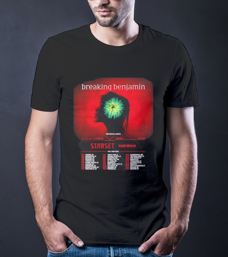Breaking Benjamin Chevelle Starset Kami Kehe Fall Tour 2026 Dates And Locations T-Shirt